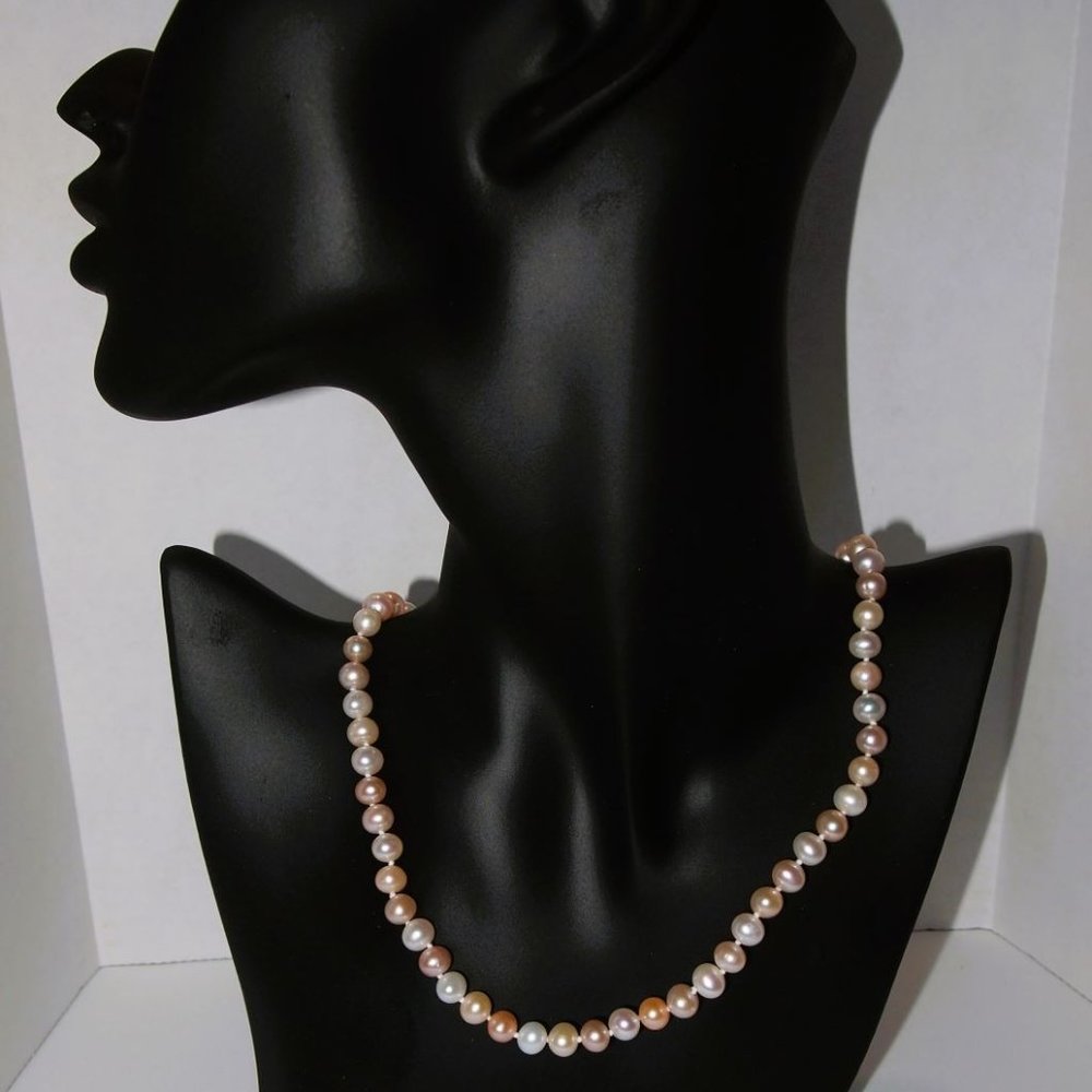 Genuine Fresh-Water Pearl Necklace 18 Inch 6.5 - 7mm Potato Multicolored
